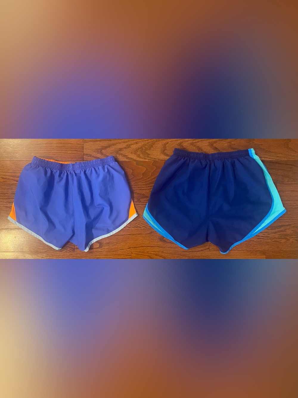 Nike Dri Fit Shorts 2 Pair Sz S Blue/Green Blue/Orange Panty Insert Drawstring - Picture 2 of 11